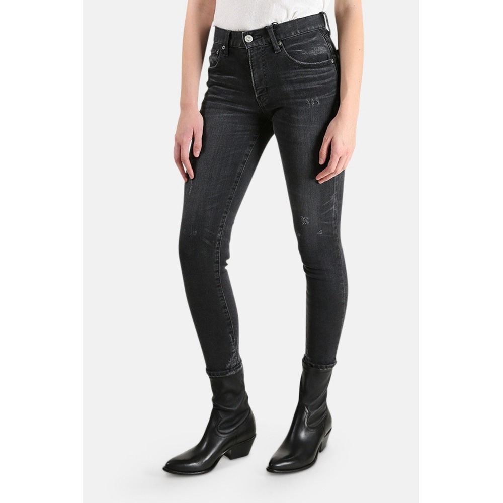 MOUSSY VINTAGE MV VELMA DISTRESSED SKINNY JEANS - BLACK / Size 30